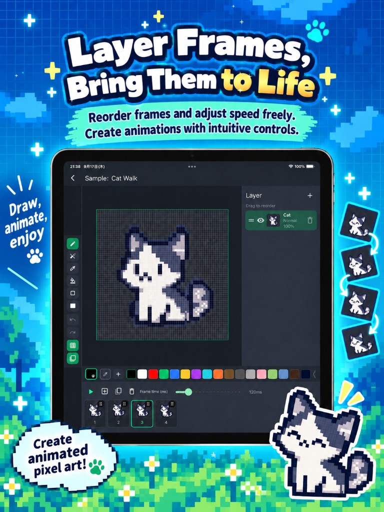 Create frame-by-frame pixel animations