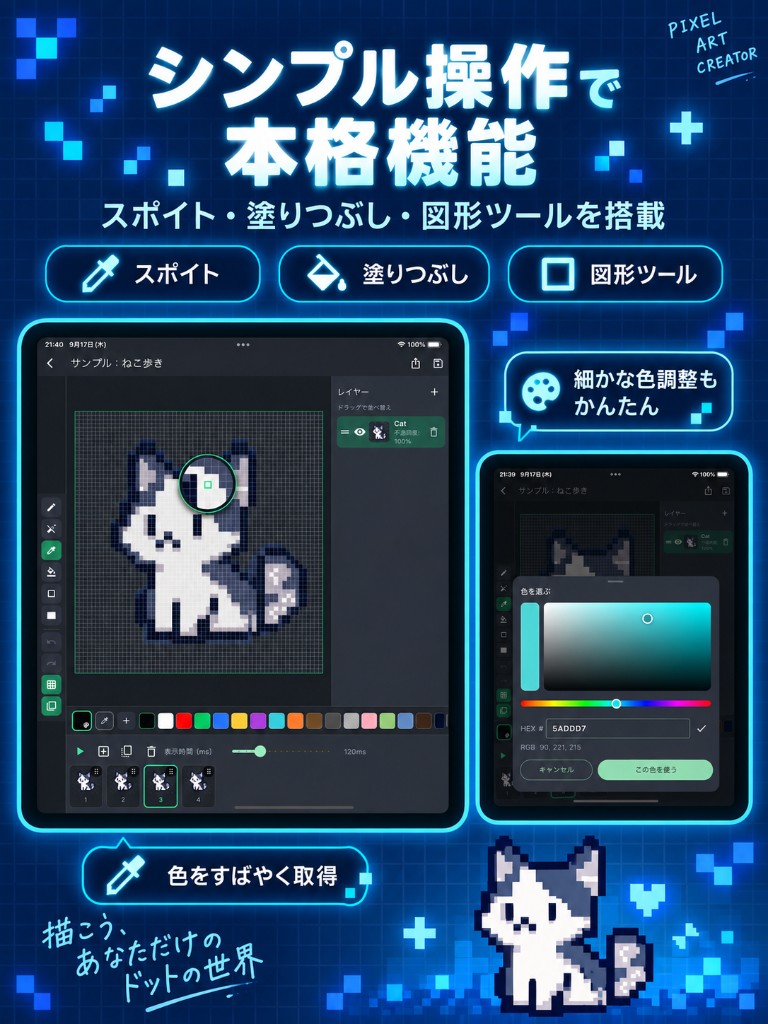 スポイト、塗りつぶし、図形ツールの紹介